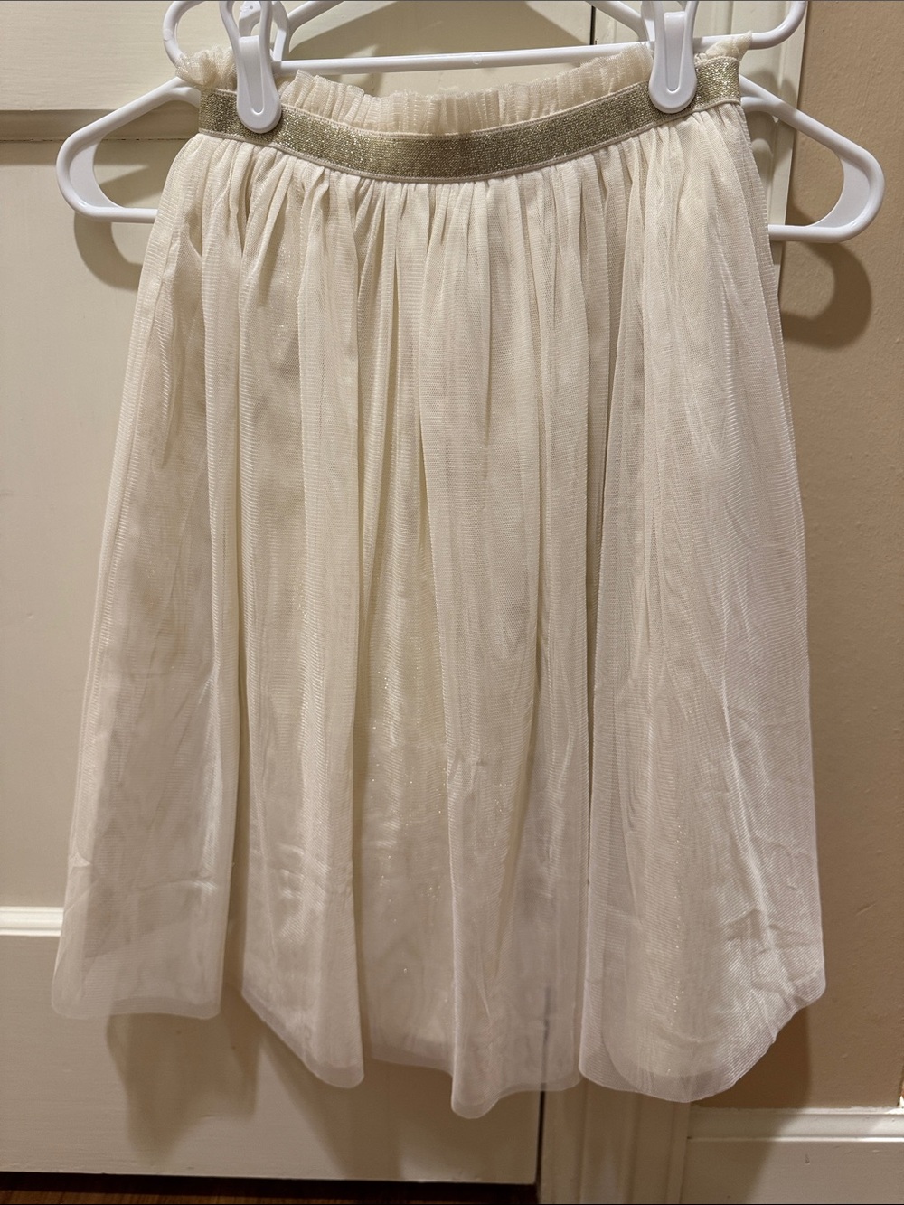 Hanna Andersson Cream Tulle Skirt with Gold Waistband